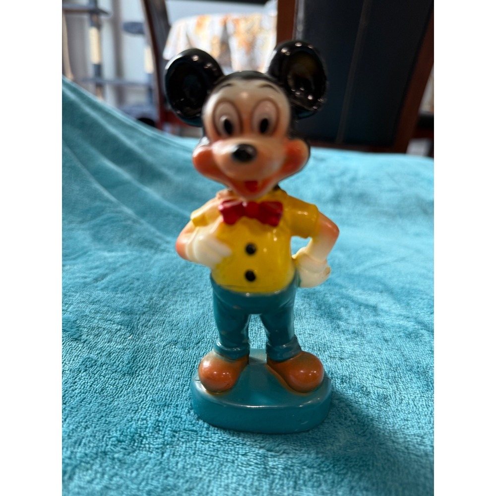Vintage Walt Disney Productions Mickey Mouse Figurine Yellow Shirt Hong Kong